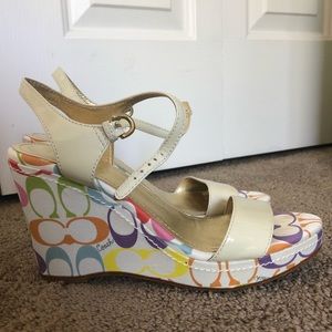 Colorful coach wedges size 8❤️🧡💛💚💙